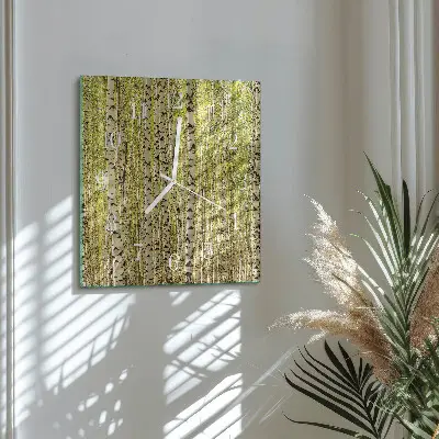 Decoratieve glazen klok vierkant Berkenbos