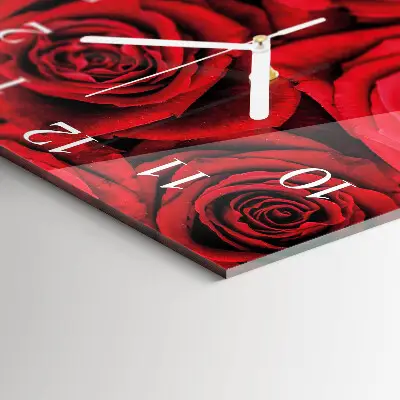 Vierkante glas klok Rozen