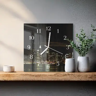 Moderne wandklok glas vierkant Horizon