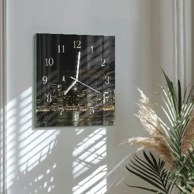 Moderne wandklok glas vierkant Horizon