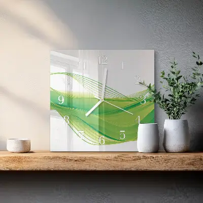 Vierkante glazen klok Abstracte lijnen