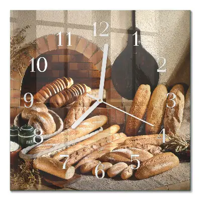 Moderne wandklok glas vierkant Brood