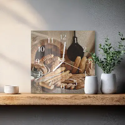 Moderne wandklok glas vierkant Brood