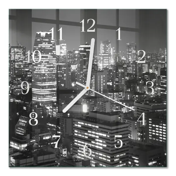 Vierkante glazen wandklok Horizon