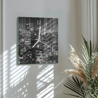 Vierkante glazen wandklok Horizon