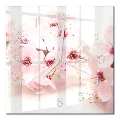 Moderne wandklok glas vierkant Bloemen