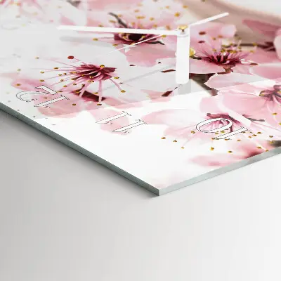 Moderne wandklok glas vierkant Bloemen