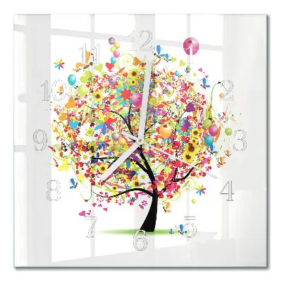 Decoratieve glazen klok vierkant Kleurrijke boom