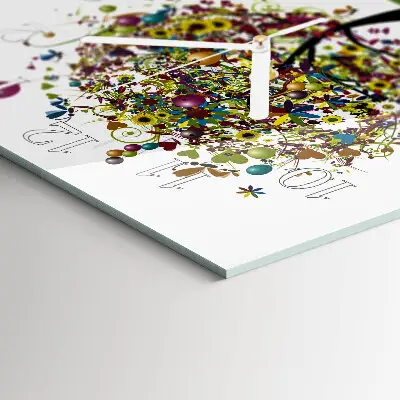 Decoratieve glazen klok vierkant Kleurrijke boom