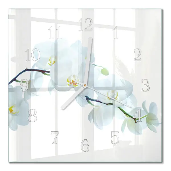 Moderne wandklok glas vierkant Orchidee