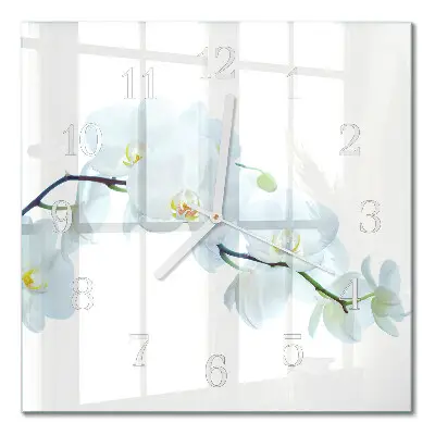 Moderne wandklok glas vierkant Orchidee