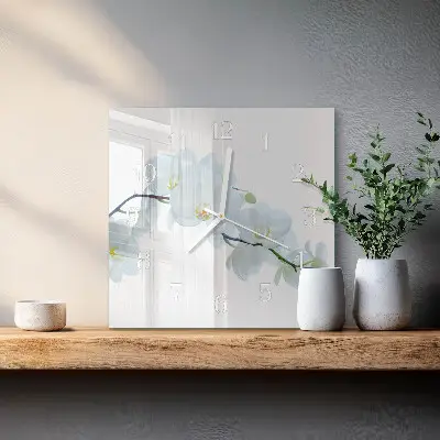 Moderne wandklok glas vierkant Orchidee