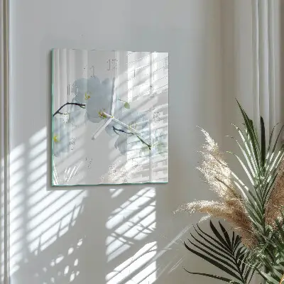 Moderne wandklok glas vierkant Orchidee