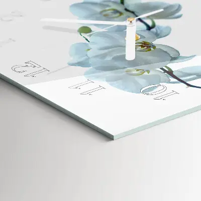 Moderne wandklok glas vierkant Orchidee