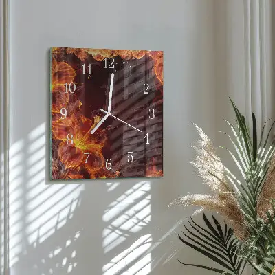 Vierkante glas klok Bloemen van vuur