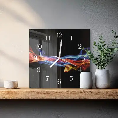 Vierkante glazen wandklok Abstracte rook