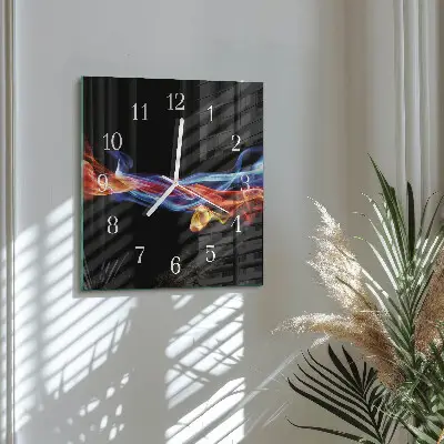 Vierkante glazen wandklok Abstracte rook