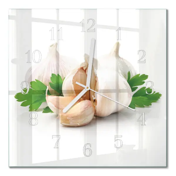 Moderne wandklok glas vierkant Knoflook