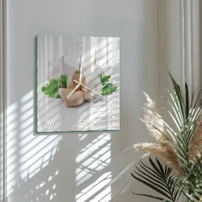 Moderne wandklok glas vierkant Knoflook