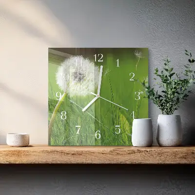 Decoratieve glazen klok vierkant Paardebloem