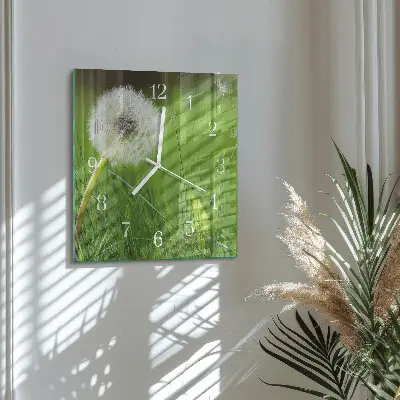 Decoratieve glazen klok vierkant Paardebloem