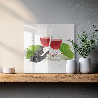 Vierkante glas klok Druiven voor wijn