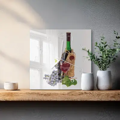 Vierkante glazen klok Druiven voor wijn
