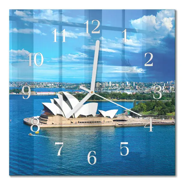 Moderne wandklok glas vierkant Sydney opera house