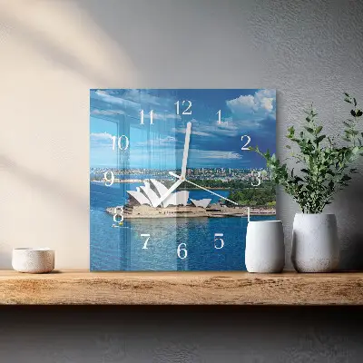 Moderne wandklok glas vierkant Sydney opera house