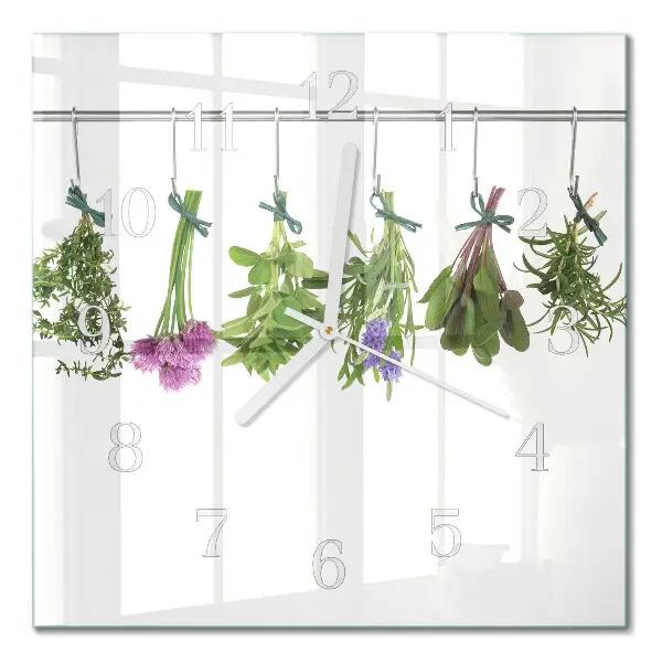 Moderne wandklok glas vierkant Kruiden