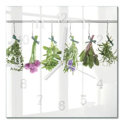 Moderne wandklok glas vierkant Kruiden