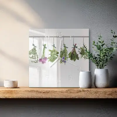 Moderne wandklok glas vierkant Kruiden