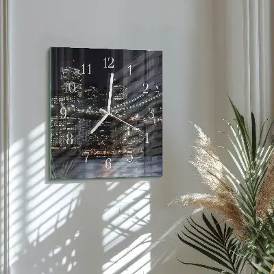 Vierkante glazen wandklok Horizon