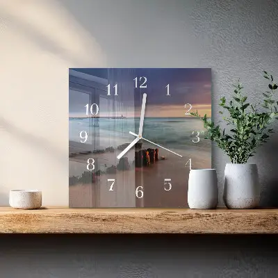 Vierkante glazen klok Strand zee
