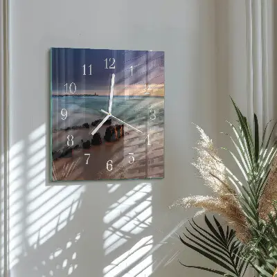 Vierkante glazen klok Strand zee