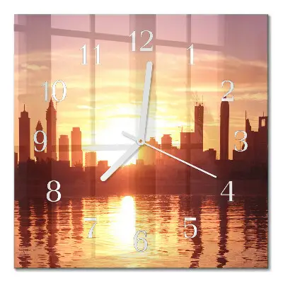 Moderne wandklok glas vierkant Horizon