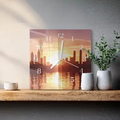 Moderne wandklok glas vierkant Horizon