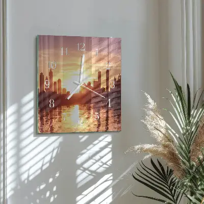 Moderne wandklok glas vierkant Horizon