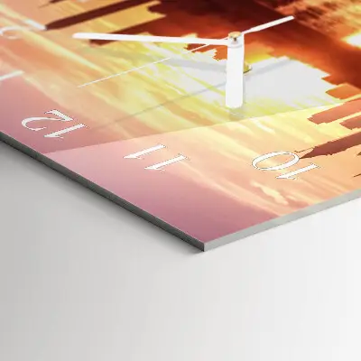 Moderne wandklok glas vierkant Horizon
