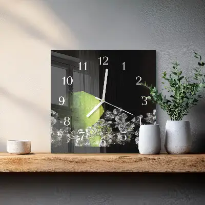 Vierkante glazen wandklok Calciumcarbonaat