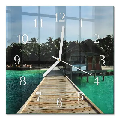 Moderne wandklok glas vierkant Zeepalmen
