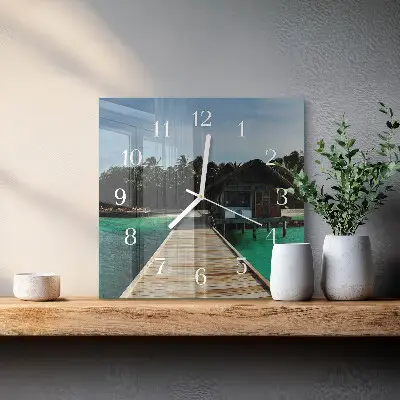 Moderne wandklok glas vierkant Zeepalmen