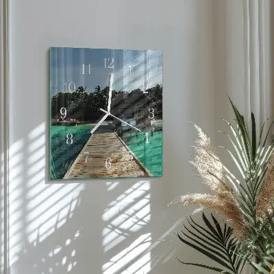 Moderne wandklok glas vierkant Zeepalmen