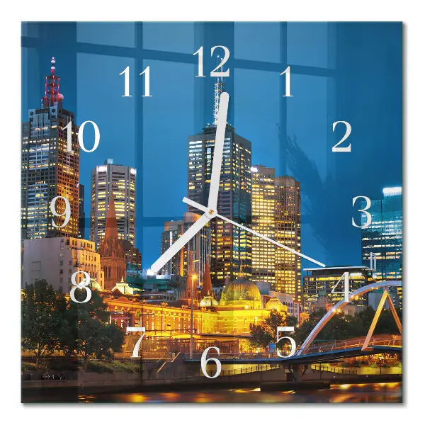 Decoratieve glazen klok vierkant Stad