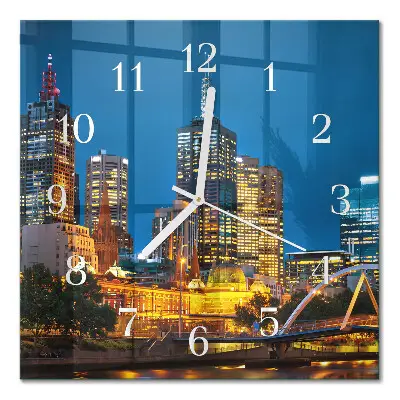Decoratieve glazen klok vierkant Stad