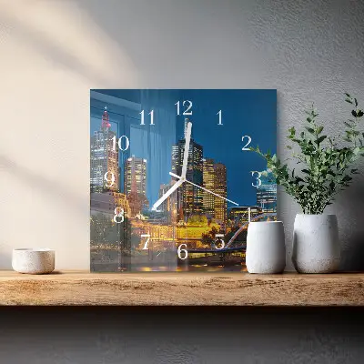 Decoratieve glazen klok vierkant Stad