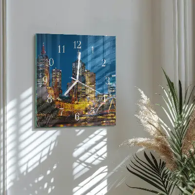 Decoratieve glazen klok vierkant Stad