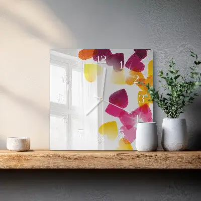 Decoratieve glazen klok vierkant Kleurrijke harten