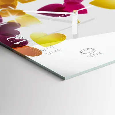 Decoratieve glazen klok vierkant Kleurrijke harten