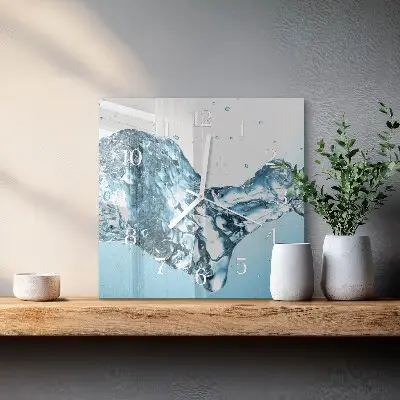 Moderne wandklok glas vierkant Water